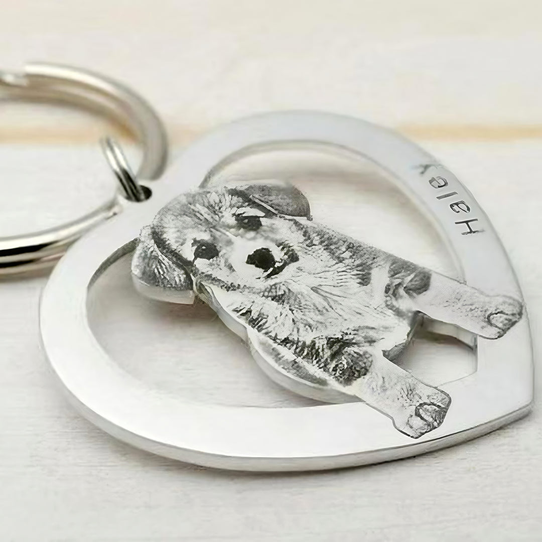 Personalized Heart-Shaped Pet Face Keychain