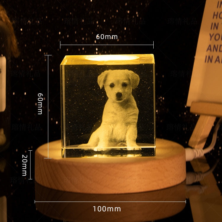 Personalized 3D Laser-Engraved Pet Photo Memorial Crystal