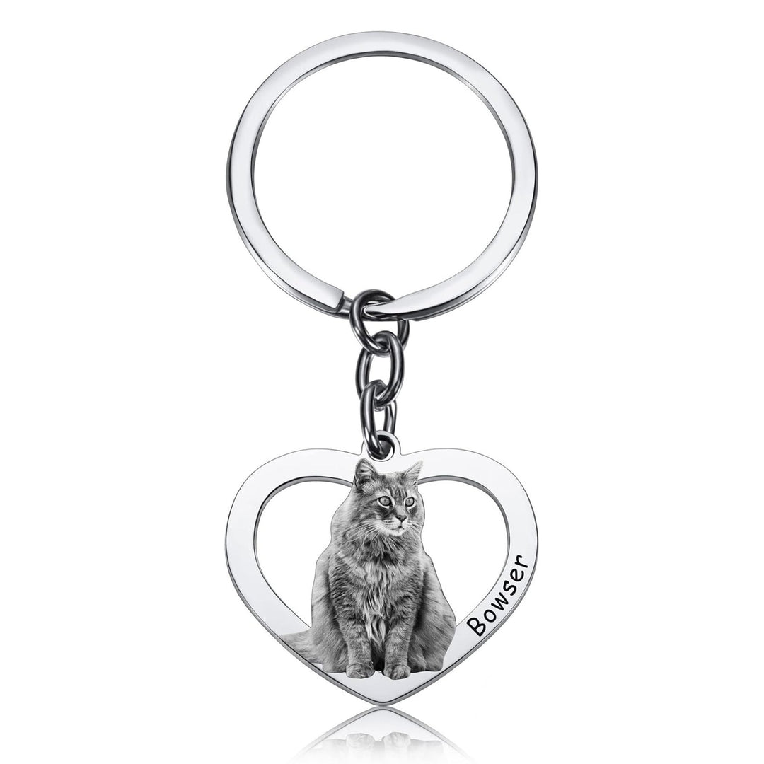 Personalized Heart-Shaped Pet Face Keychain