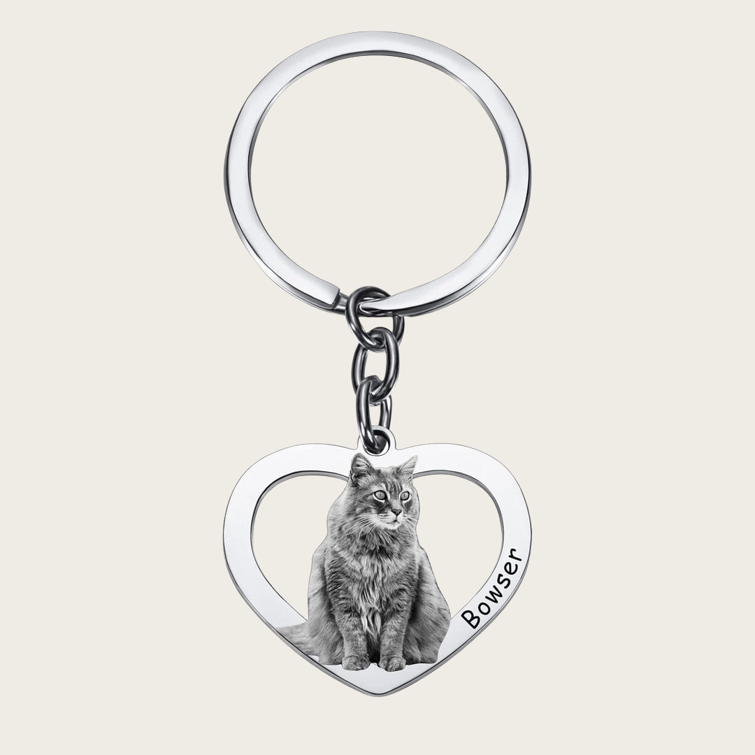Personalized Heart-Shaped Pet Face Keychain