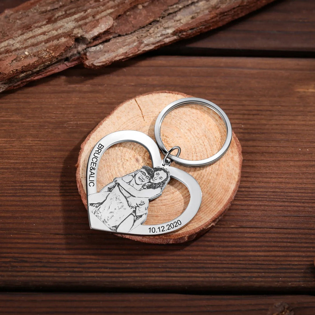 Personalized Heart-Shaped Pet Face Keychain