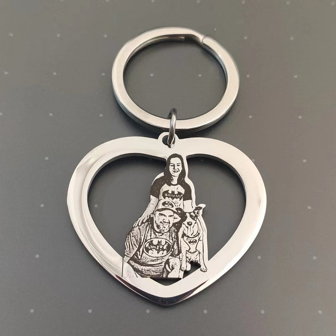 Personalized Heart-Shaped Pet Face Keychain