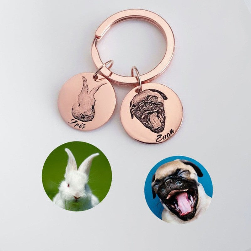 Customized pet portrait necklace/keychain