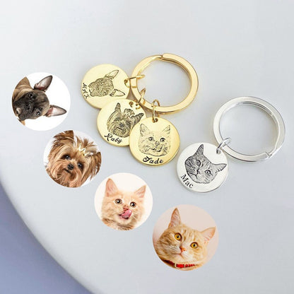 Customized pet portrait necklace/keychain